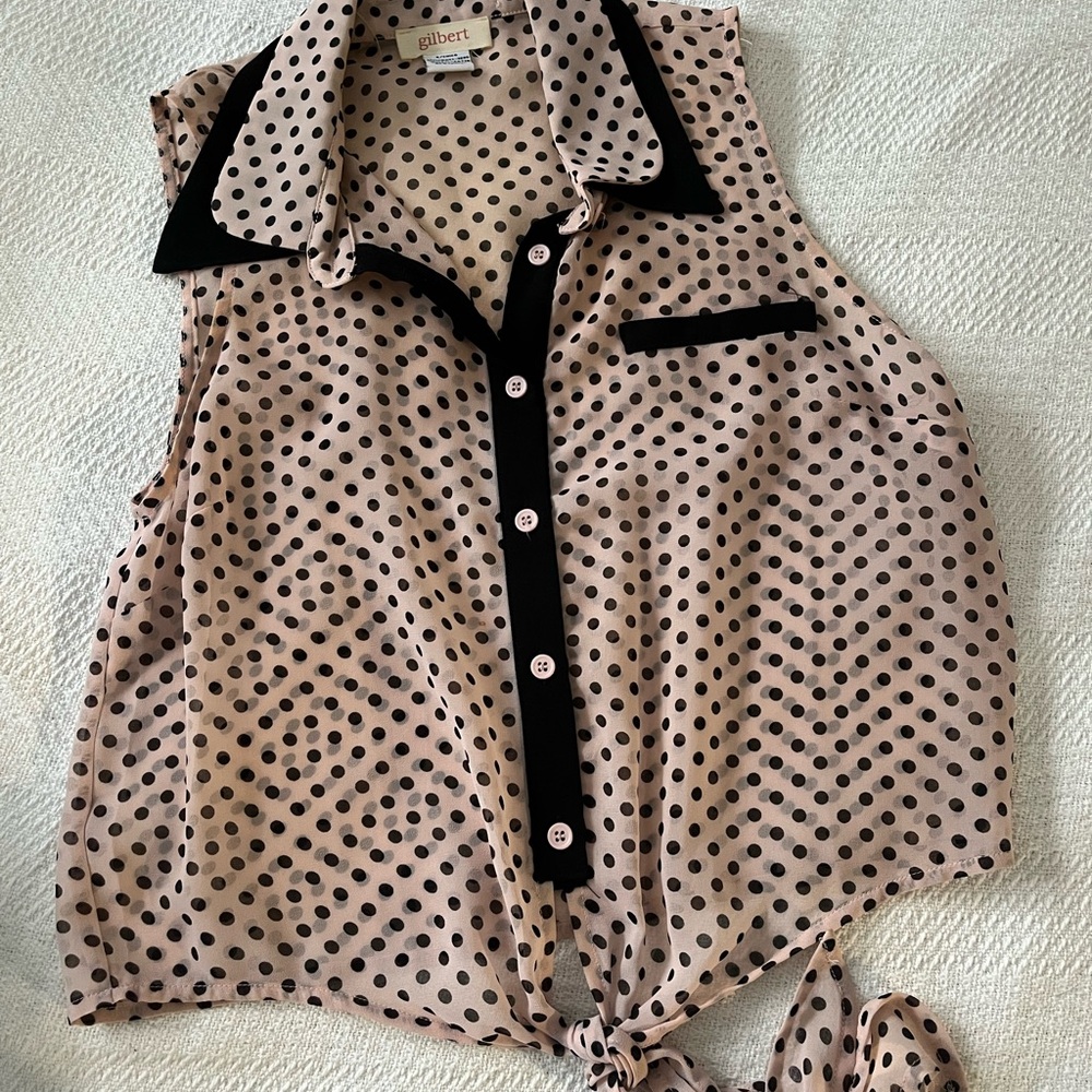 Polka Dot Sleeveless Blouse